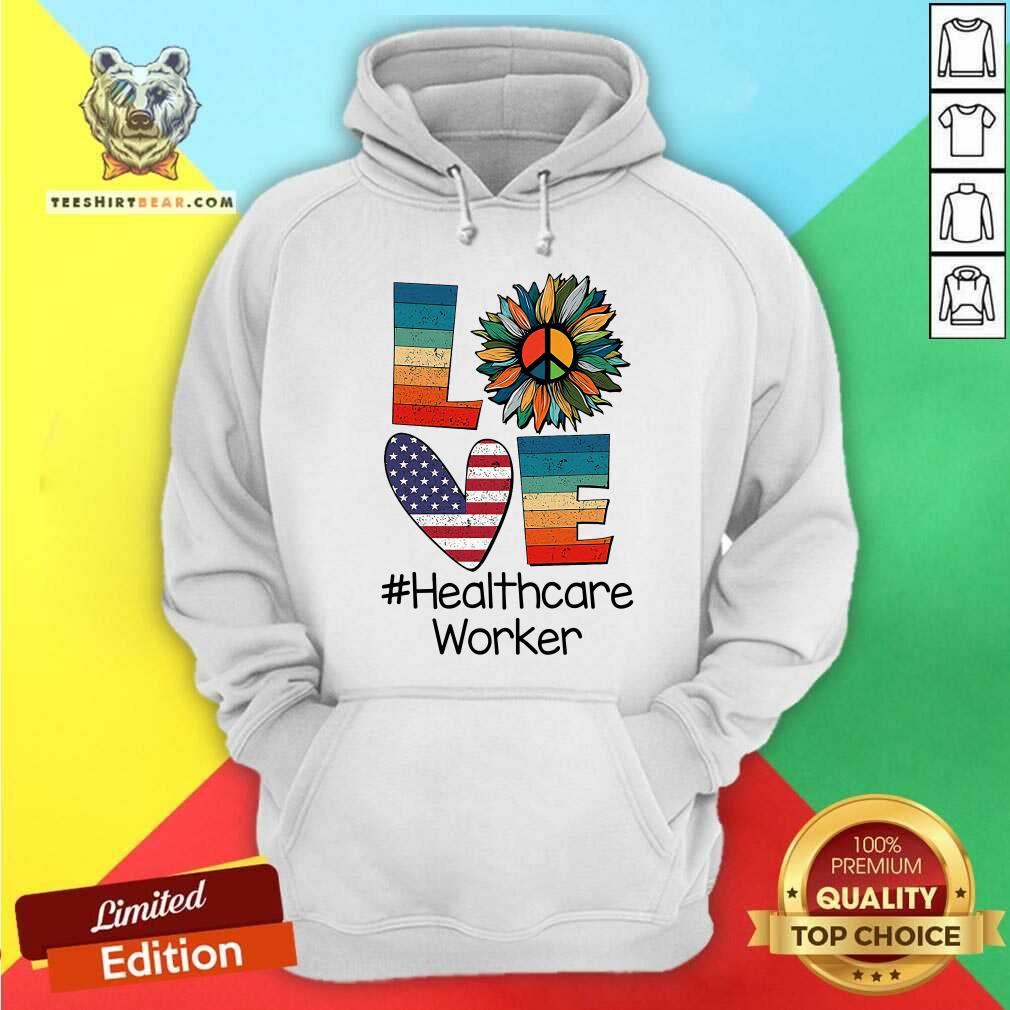 Love Healthcare Worker Vintage Amerricans Flag Sunflower Shirt