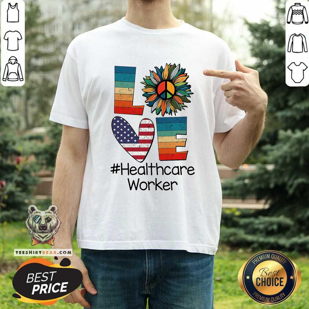Love Healthcare Worker Vintage Amerricans Flag Sunflower Shirt