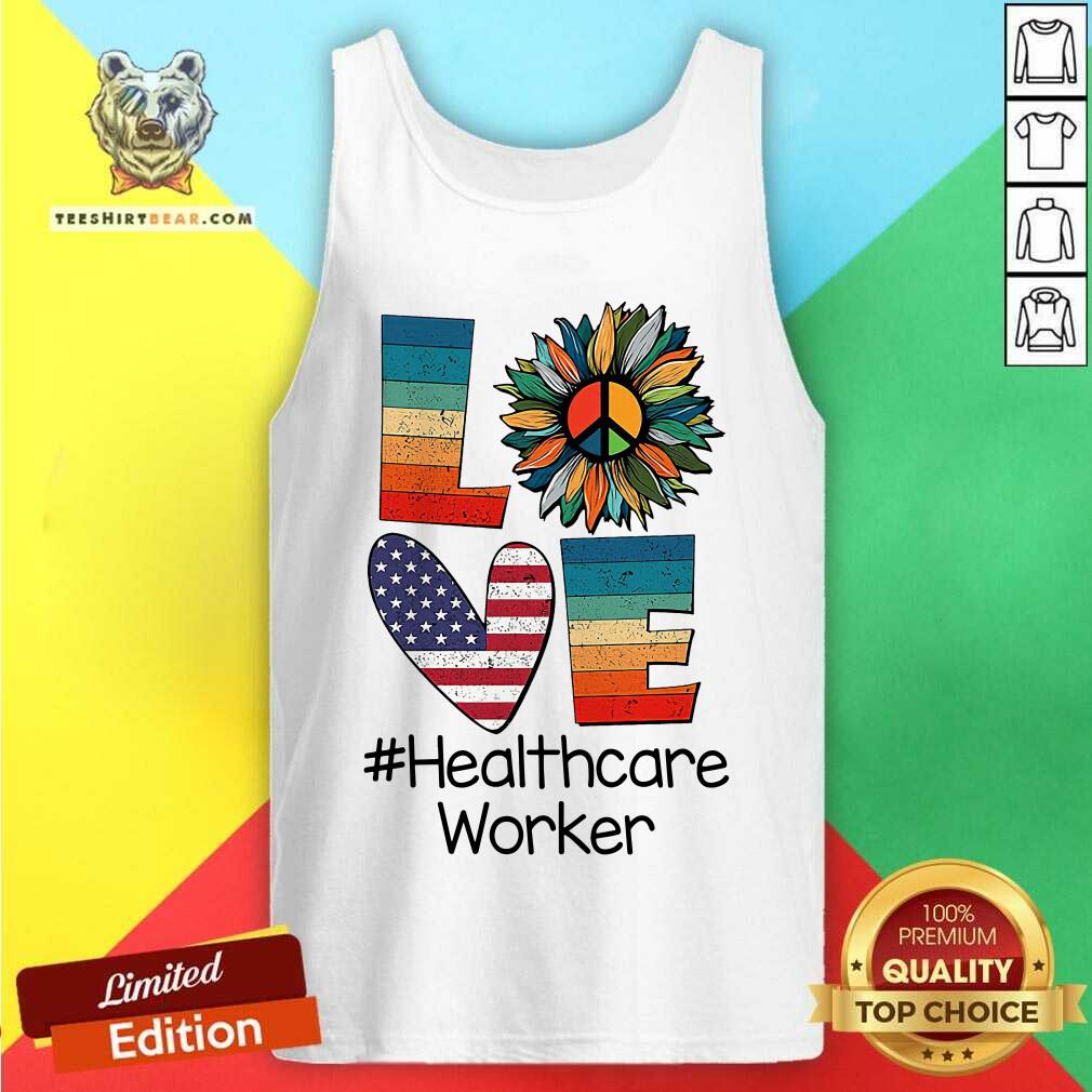 Love Healthcare Worker Vintage Amerricans Flag Sunflower Shirt