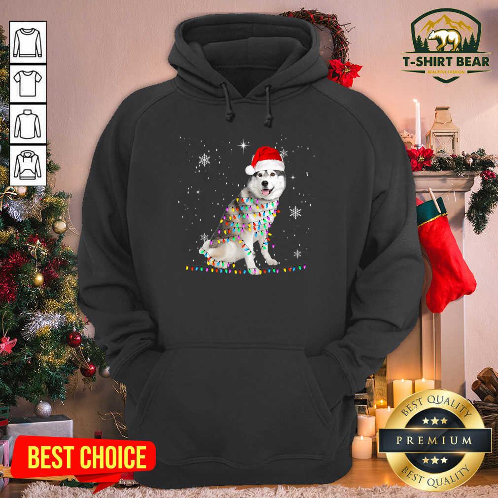 Lovely Siberian Husky Santa Christmas Lights Xmas Shirt