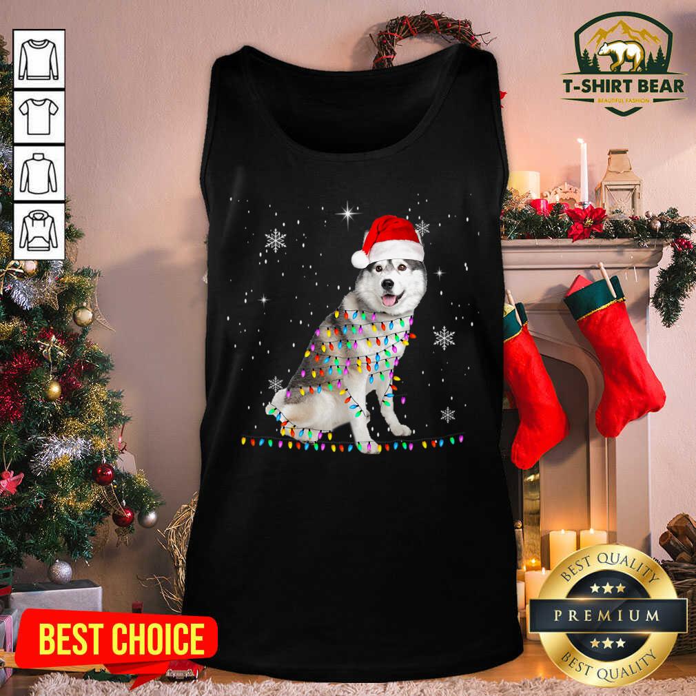 Lovely Siberian Husky Santa Christmas Lights Xmas Shirt
