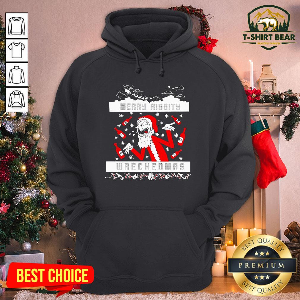 Good Santa Rick Sanchez Merry Riggity Wrecked Mas Ugly Christmas Shirt