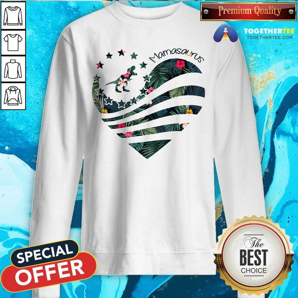 Mamasaurus Flower Heart Mothers Day Shirt