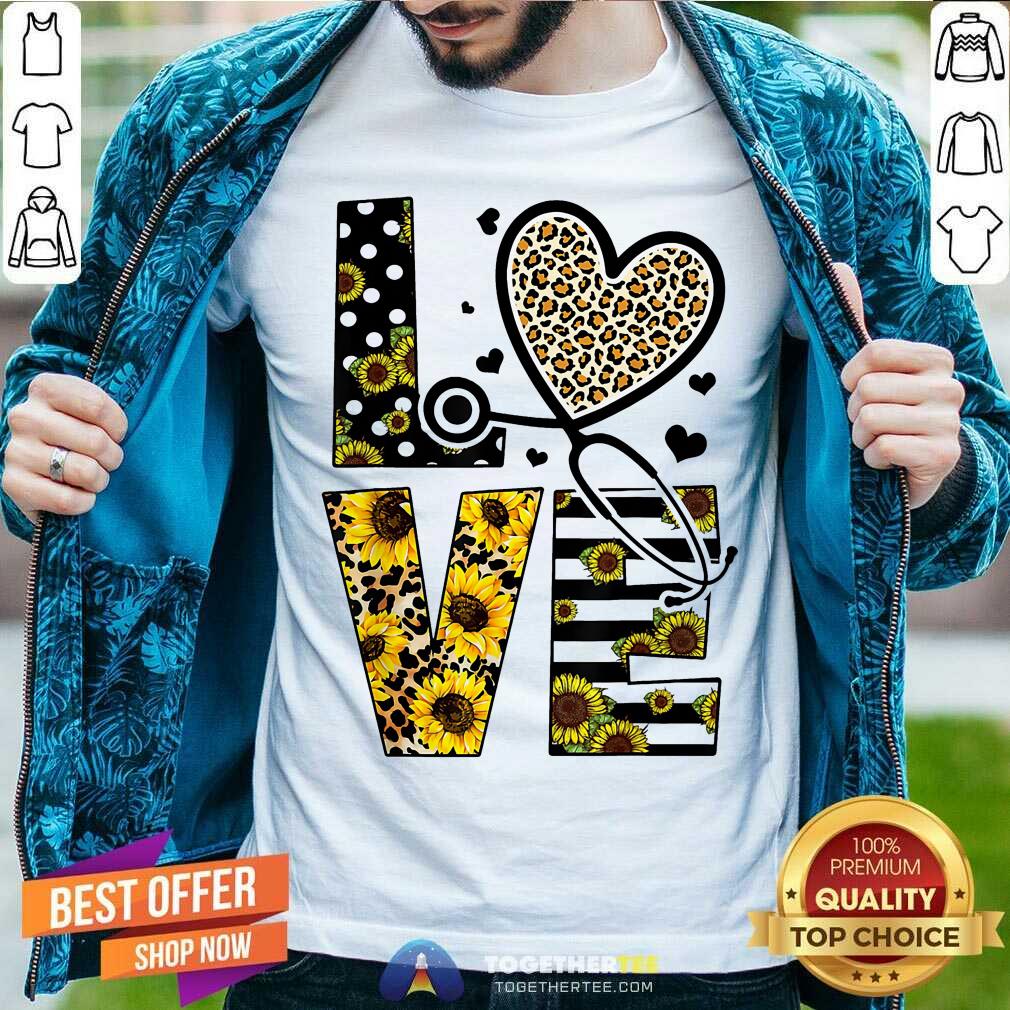 Medical Stethoscope Love Sunflower Leopard Shirt