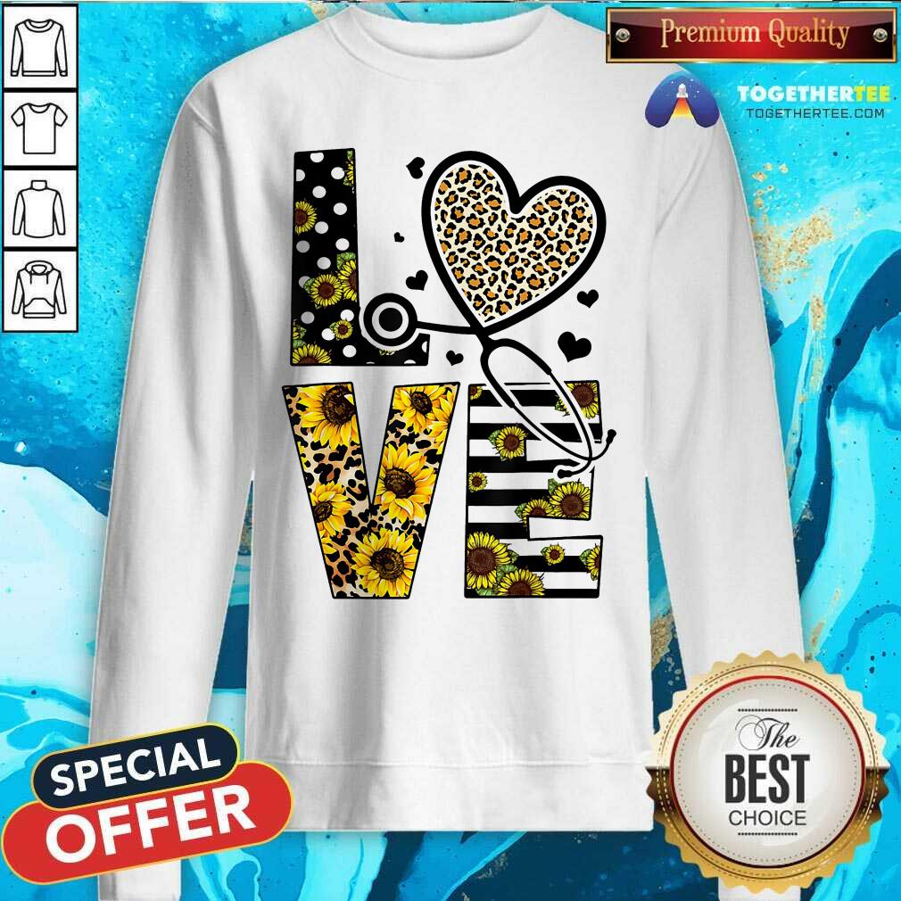 Medical Stethoscope Love Sunflower Leopard Shirt