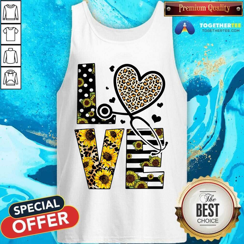 Medical Stethoscope Love Sunflower Leopard Shirt