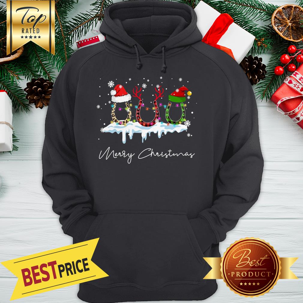 Merry Christmas Horse Paws Reindeer Elf Santa Hat Leopard Shirt