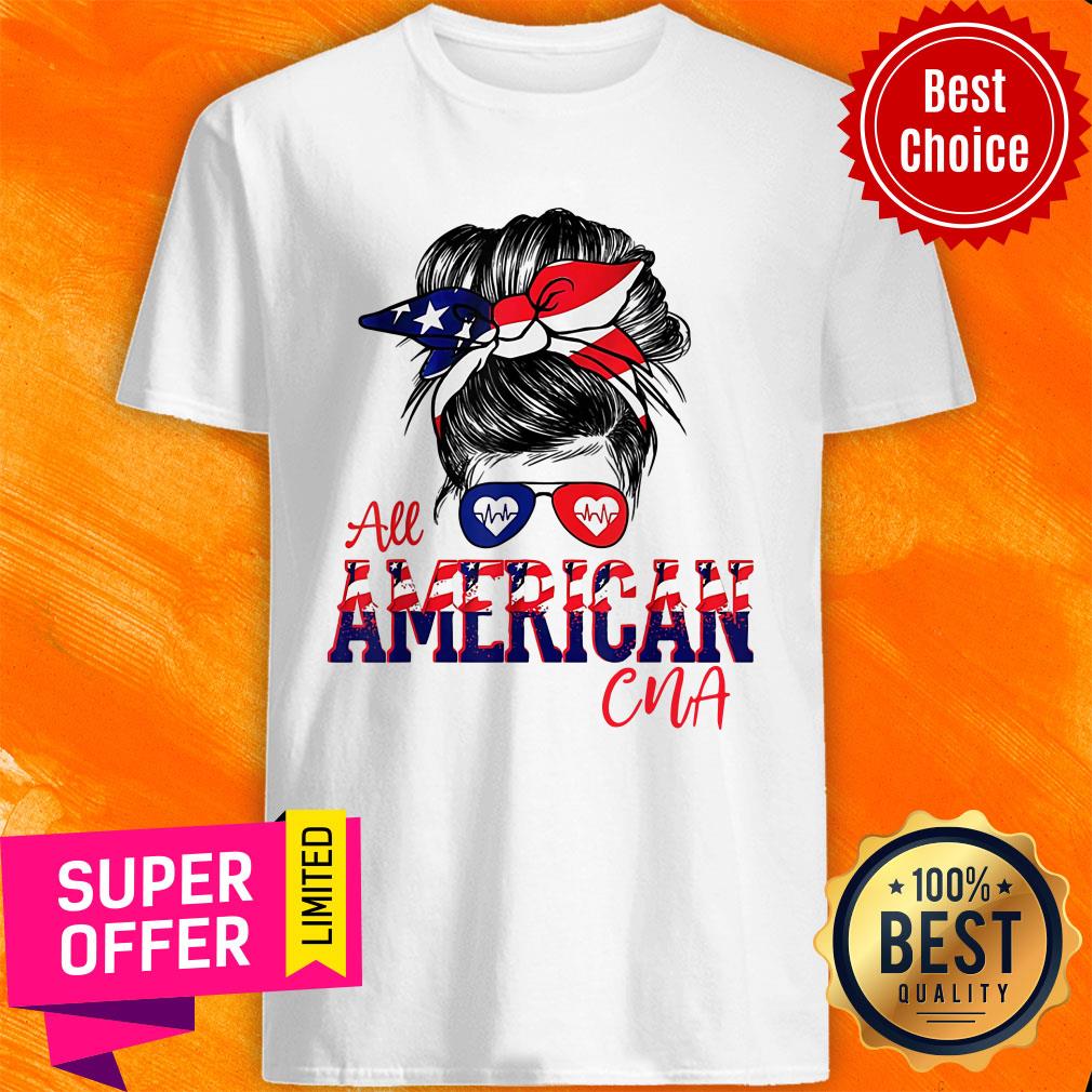 Messy Bun Girl American Flag CNA Glass Shirt