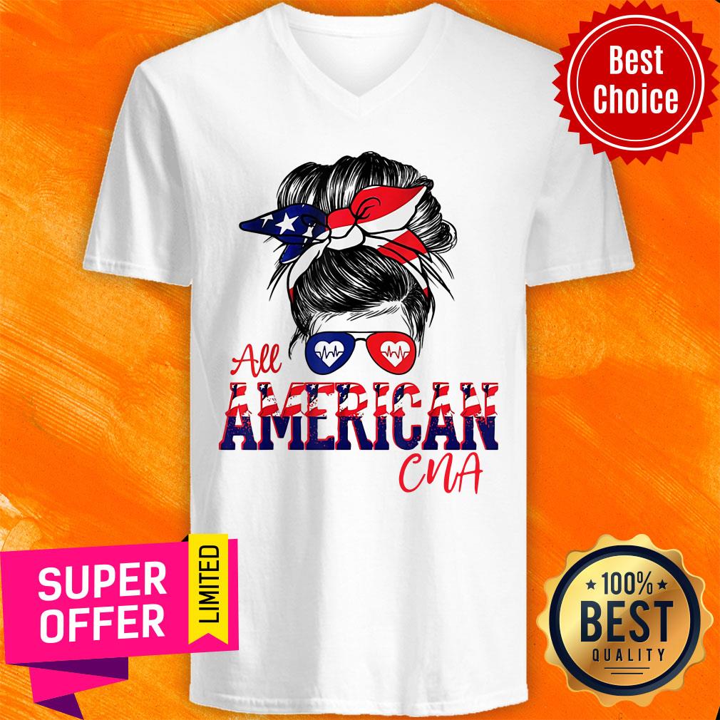 Messy Bun Girl American Flag CNA Glass Shirt
