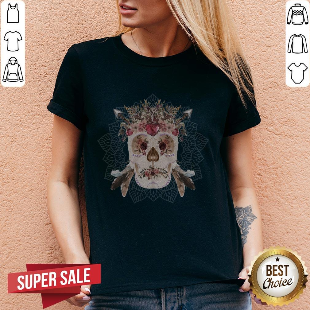 Native American Inspired Sugar Skulls Mandala Flowers Day Dead Shirt