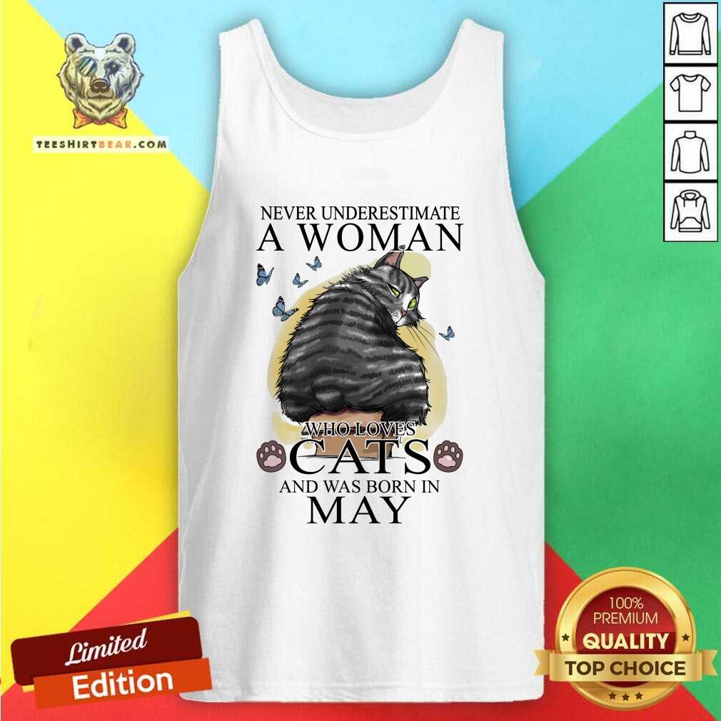 Never Underestimate A Woman Who Loves Cats 4 Butterflies Shirt