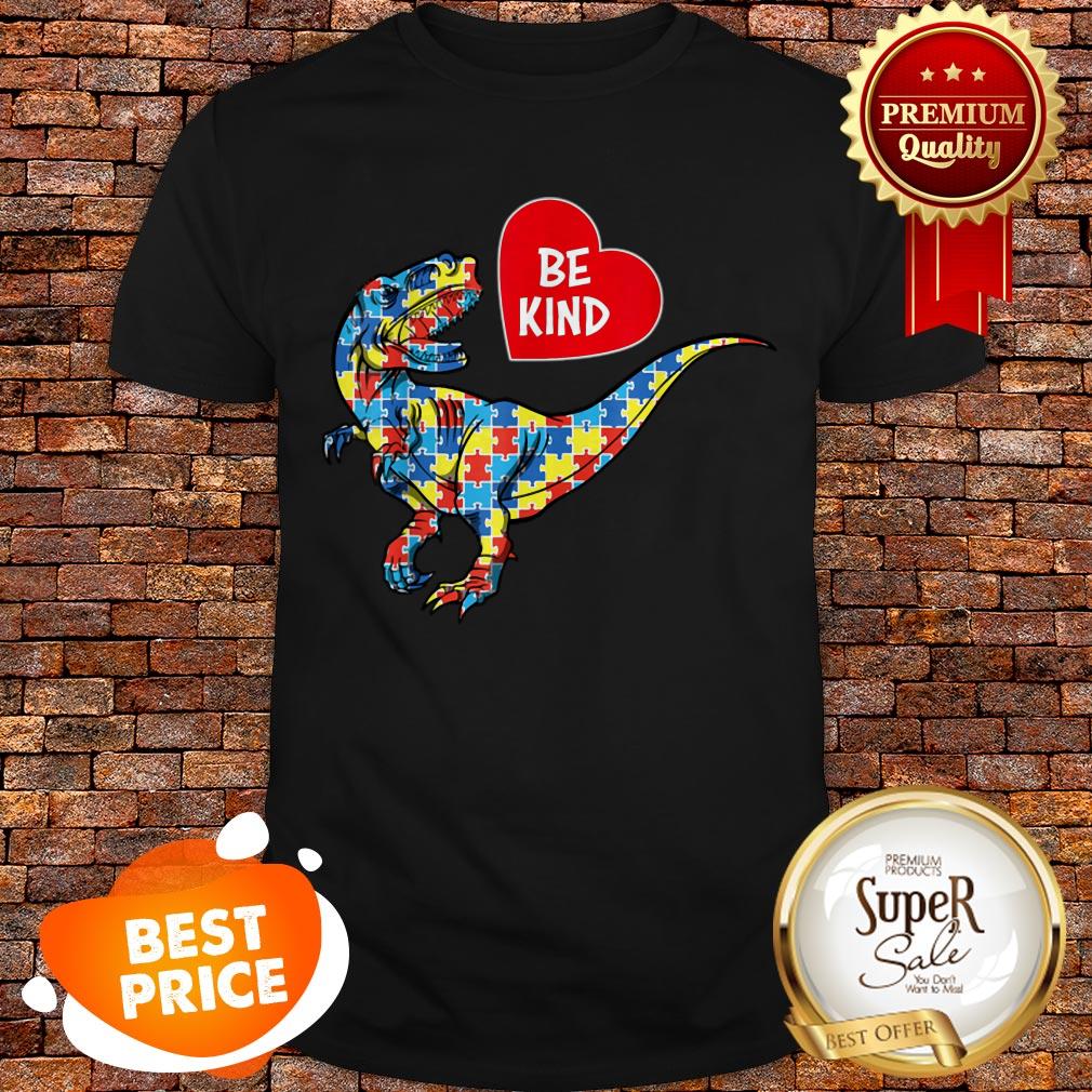 Nice Autism Awareness TRex Dinosaur Be Kind Puzzle Gift Men Women Shirt