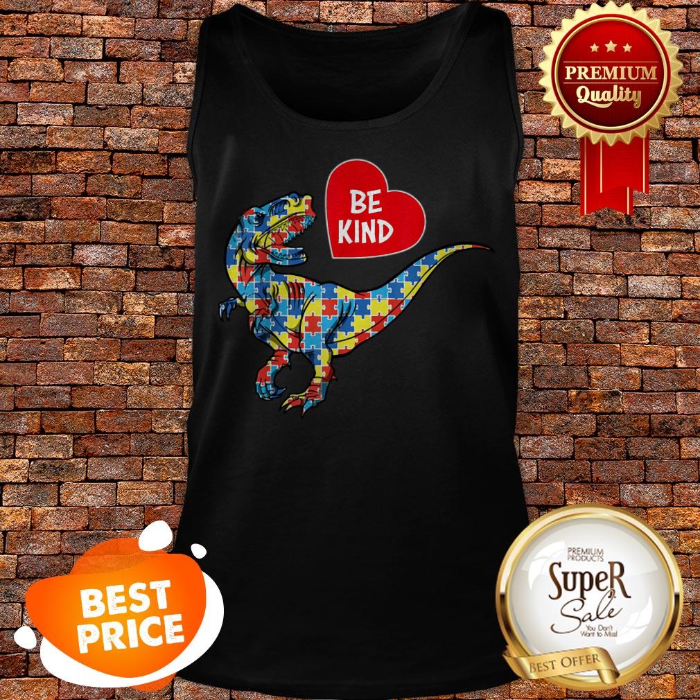 Nice Autism Awareness TRex Dinosaur Be Kind Puzzle Gift Men Women Shirt