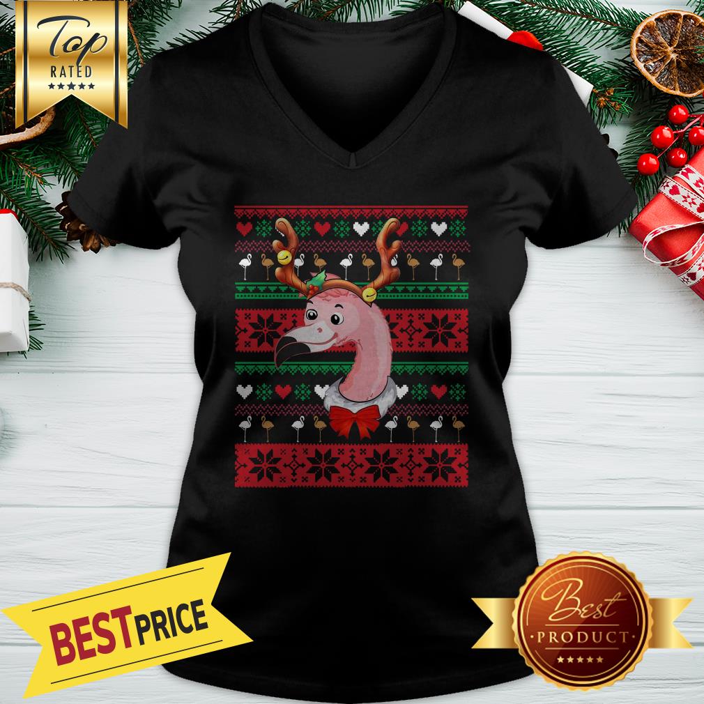 Nice Flamingo Reindeer Ugly Christmas Shirt