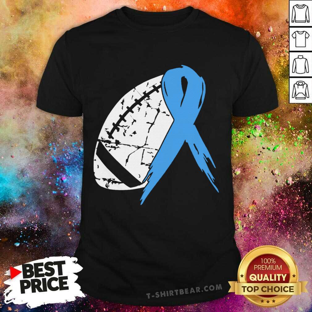 Nice Football Tackle Prostate Cancer Awareness Light Blue Ribbon Shirt