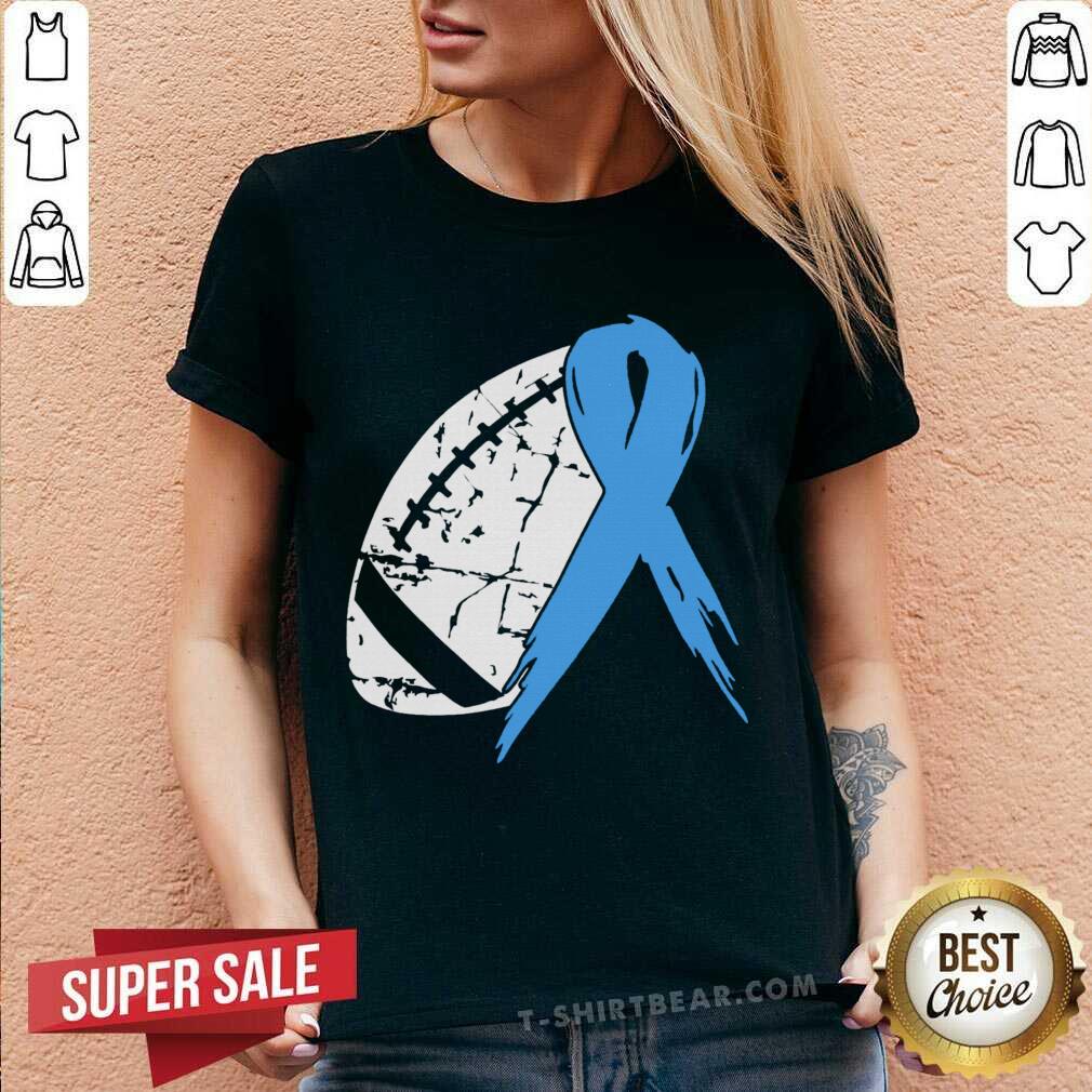 Nice Football Tackle Prostate Cancer Awareness Light Blue Ribbon Shirt