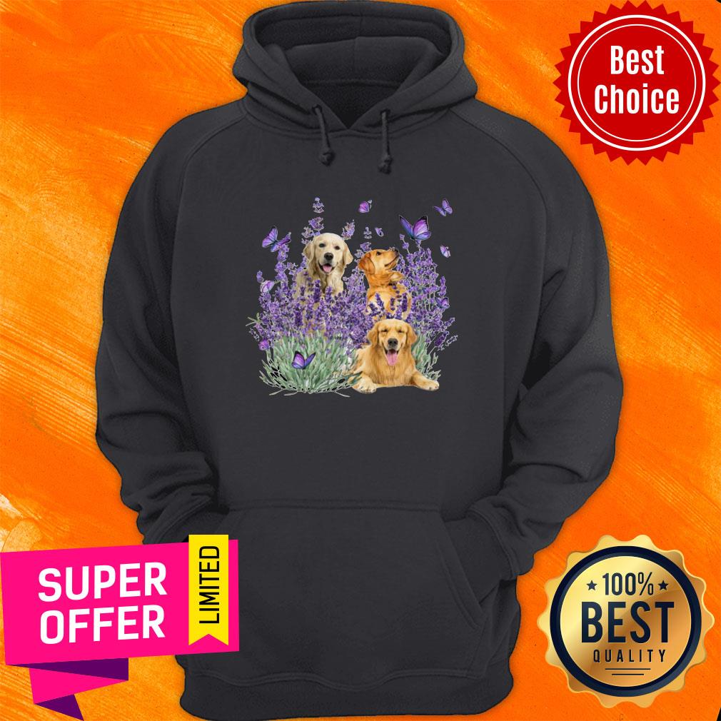 Nice Golden Retriever Butterflies Flowers Shirt