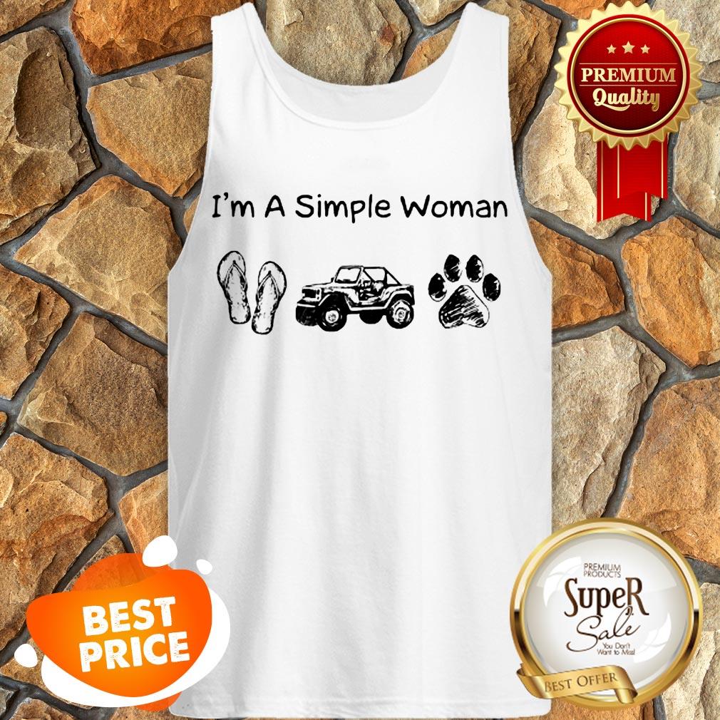 Nice I’m A Simple Woman I Like Flip Flop Jeep And Dog Paw Shirt