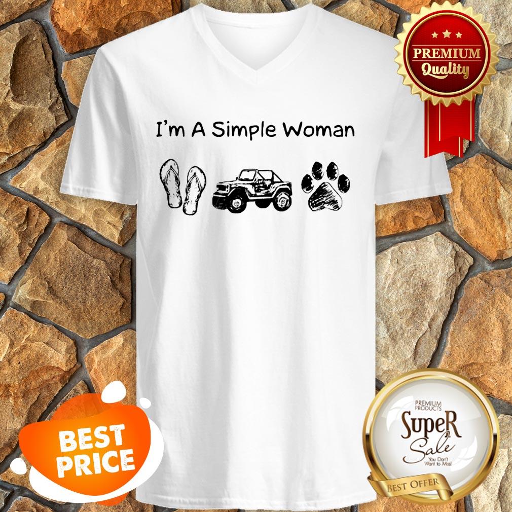 Nice I’m A Simple Woman I Like Flip Flop Jeep And Dog Paw Shirt