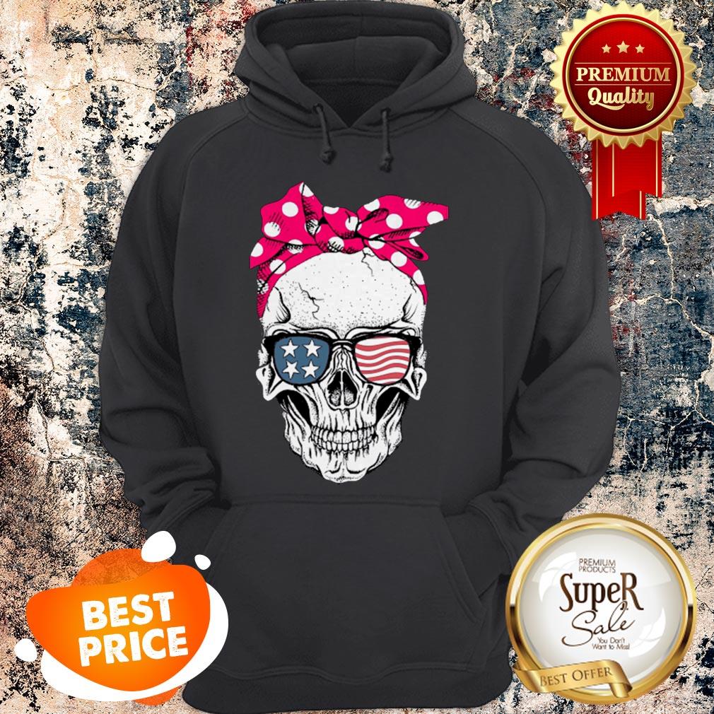 Nice Lady Skull American Flag Bow Shirt