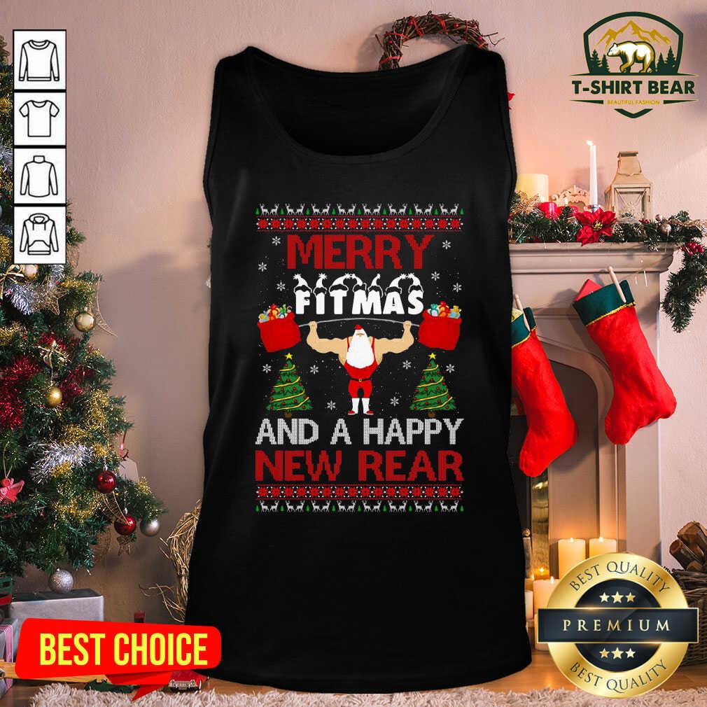 Nice Merry Fitmas And A Happy New Rear Gym Ugly Christmas Shirt