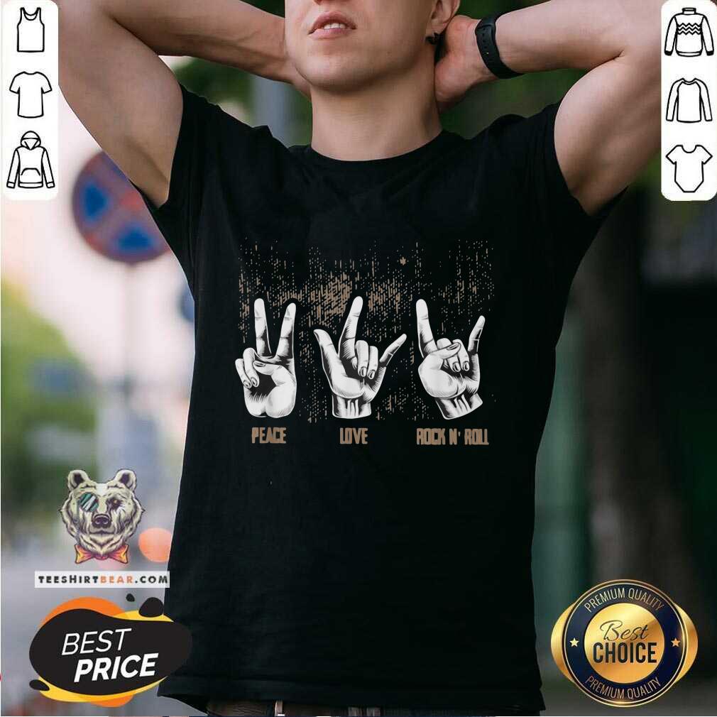 Nice Peace Love Rock And Roll Guitar Ret Hippie Collection Shirt