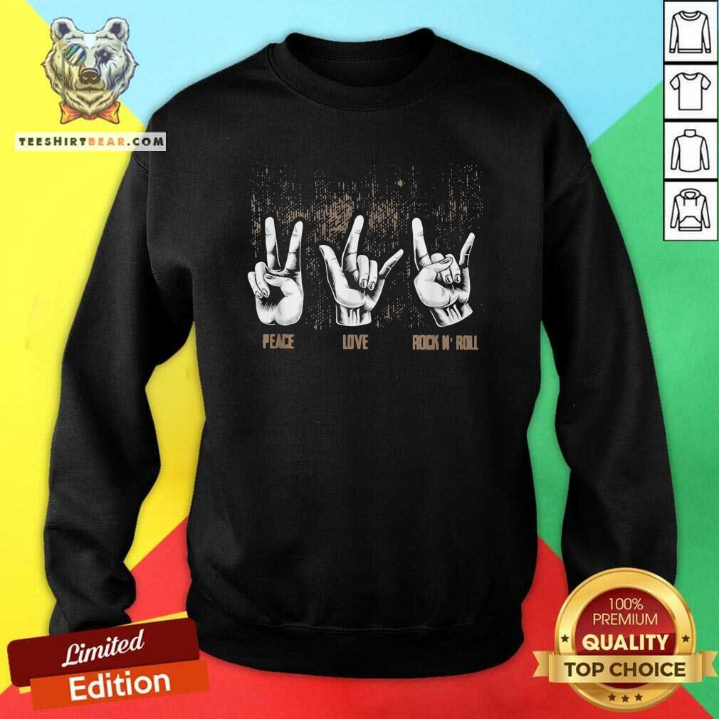 Nice Peace Love Rock And Roll Guitar Ret Hippie Collection Shirt