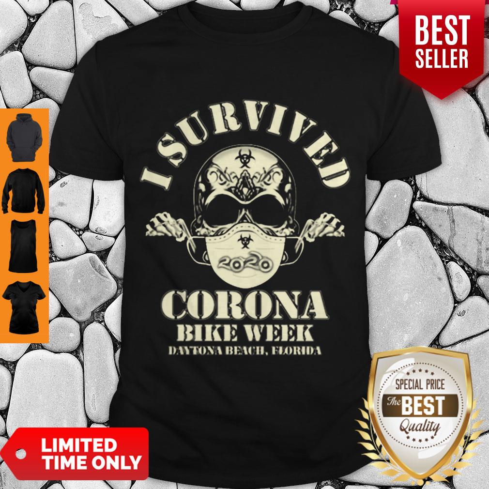 Nice Skull I Survived 2020 Corona Bike Week Daytona Beach Florida Shirt