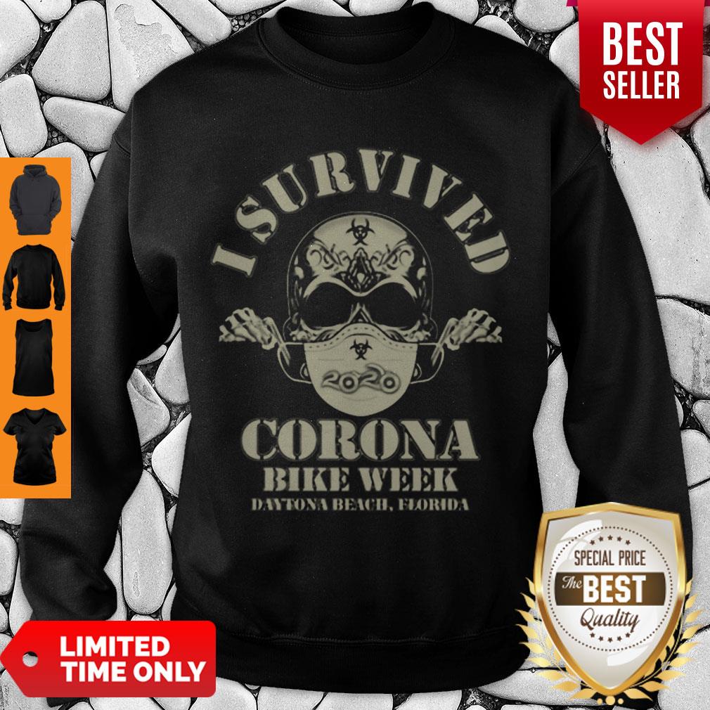 Nice Skull I Survived 2020 Corona Bike Week Daytona Beach Florida Shirt