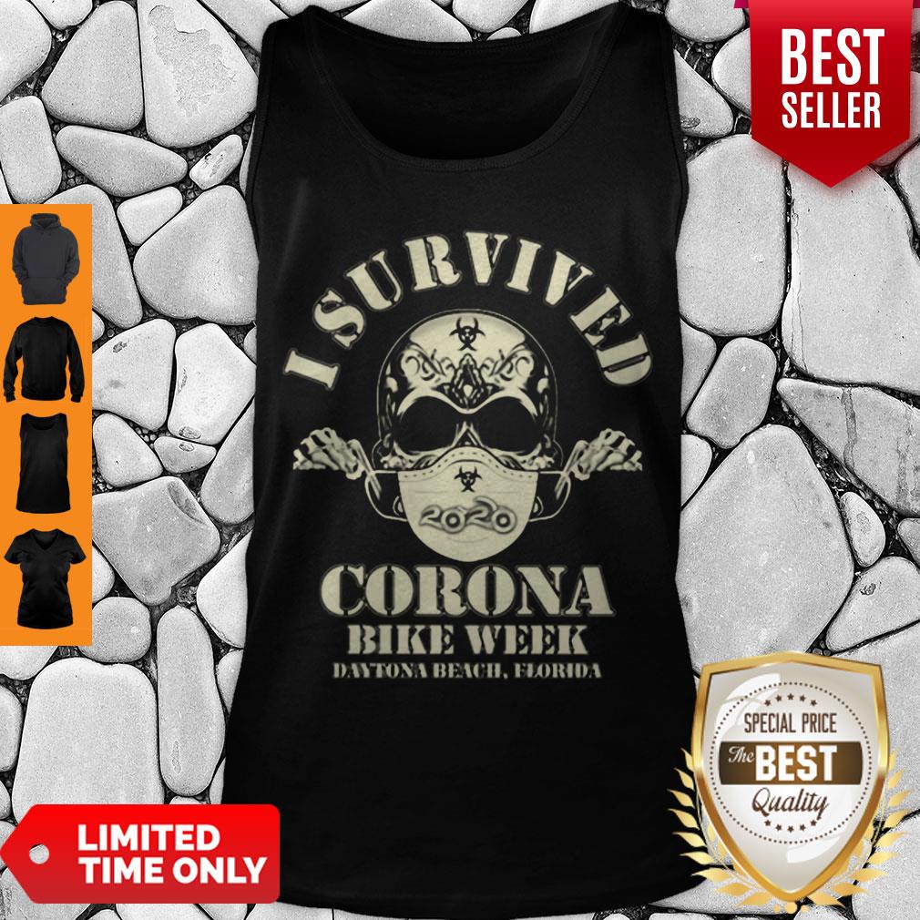Nice Skull I Survived 2020 Corona Bike Week Daytona Beach Florida Shirt