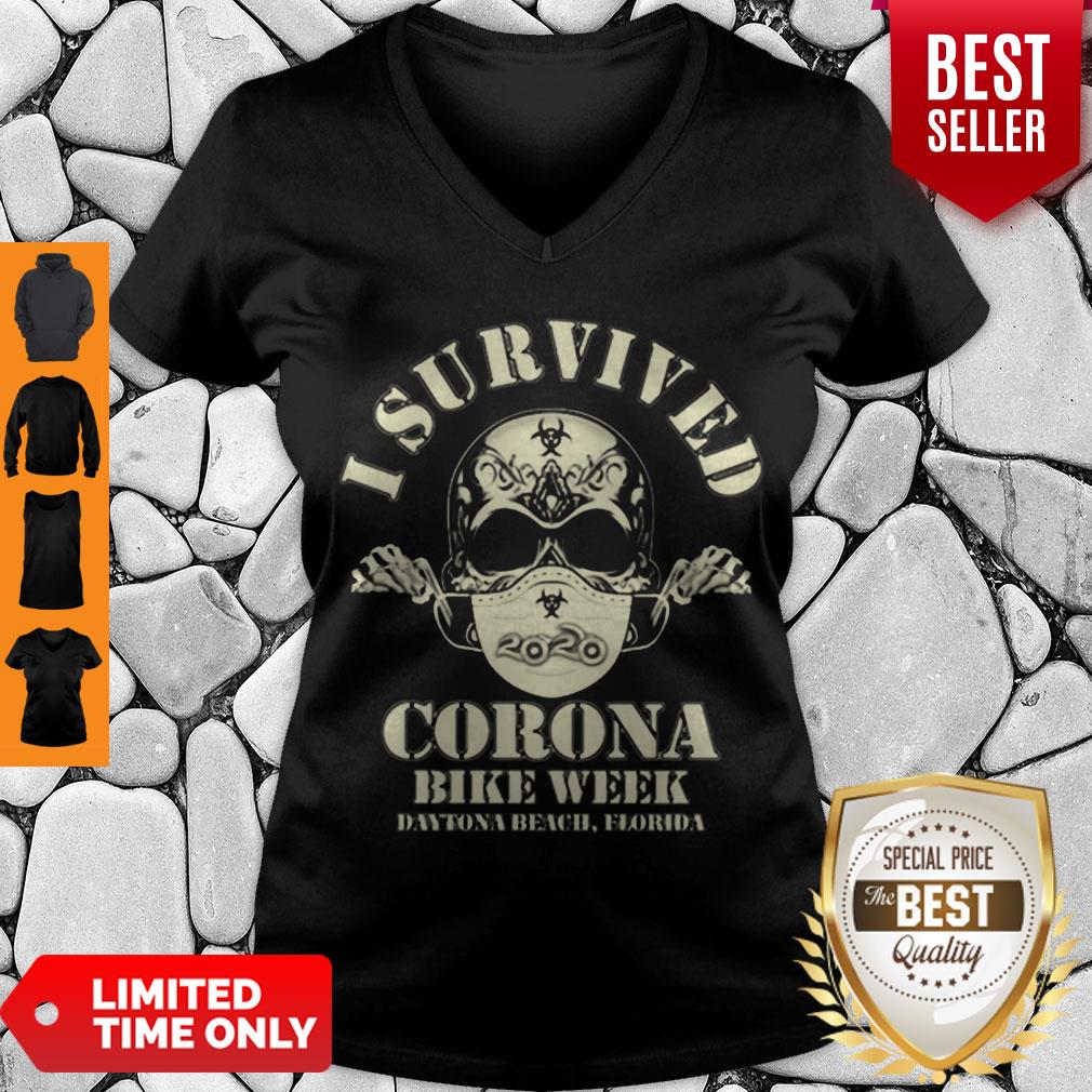 Nice Skull I Survived 2020 Corona Bike Week Daytona Beach Florida Shirt