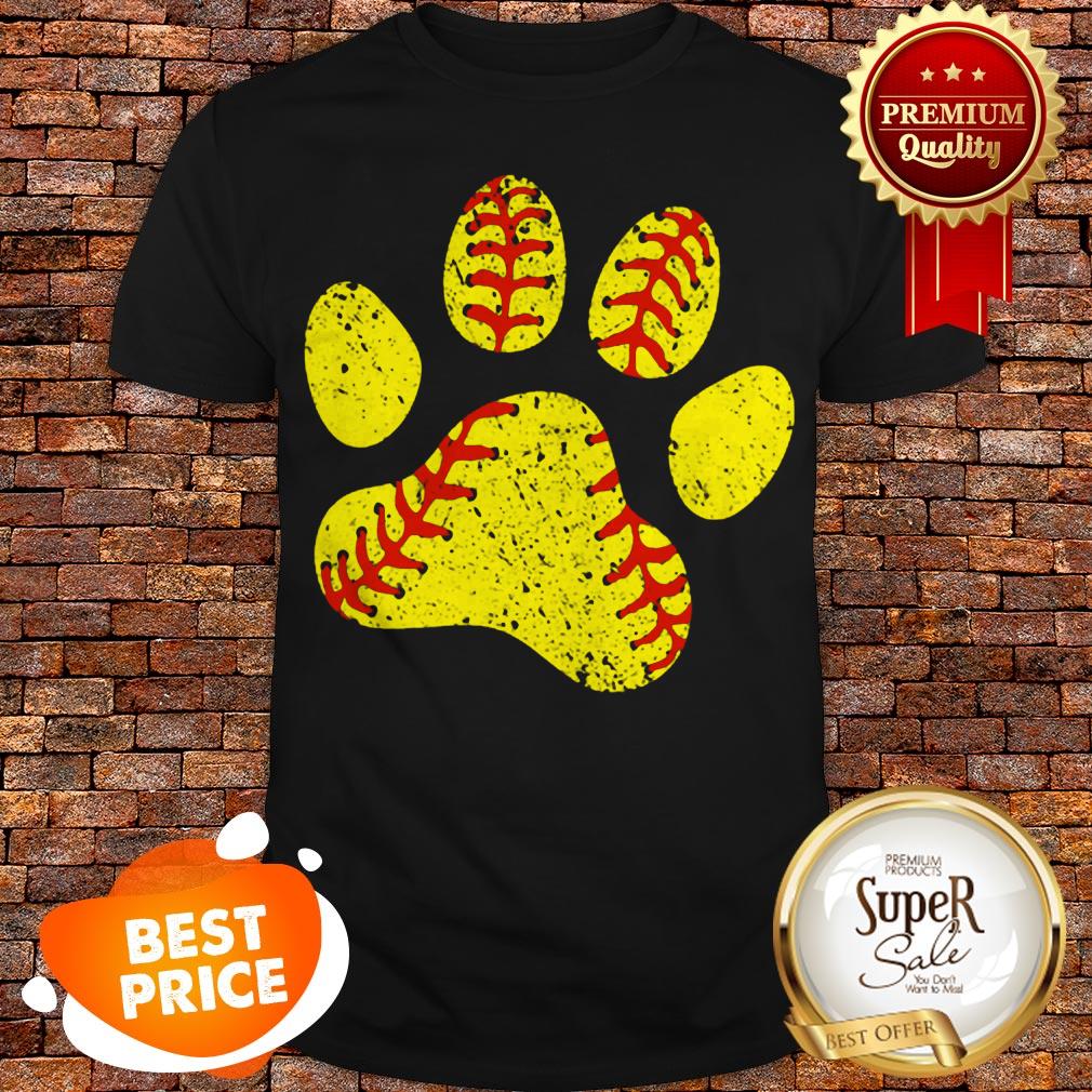 Nice Softball Lovers Paw Dog Shirt