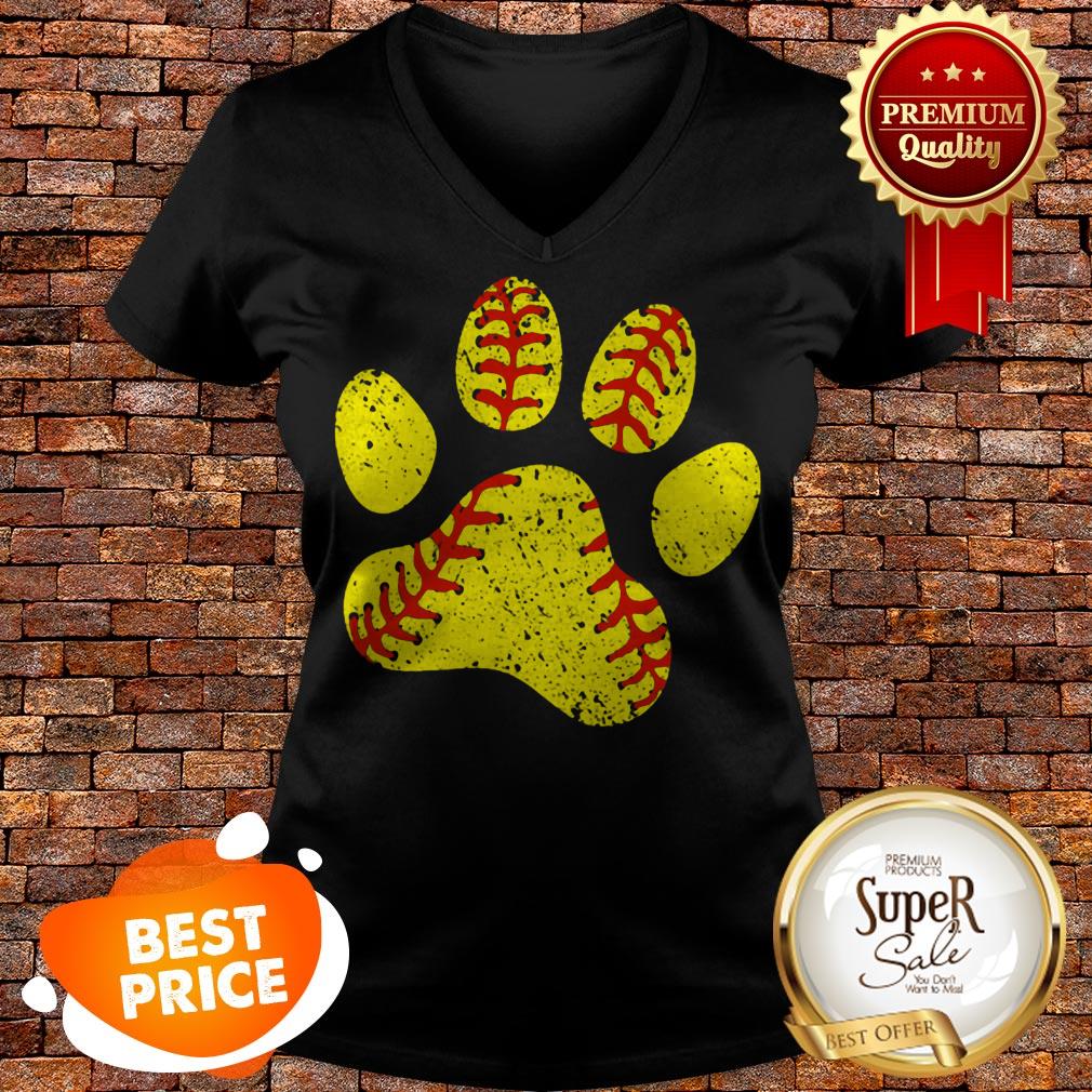 Nice Softball Lovers Paw Dog Shirt