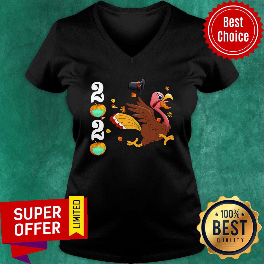 Nice Thanksgiving Turkey Running Funny 2020 Pumpkins Wearing Mask Shirt