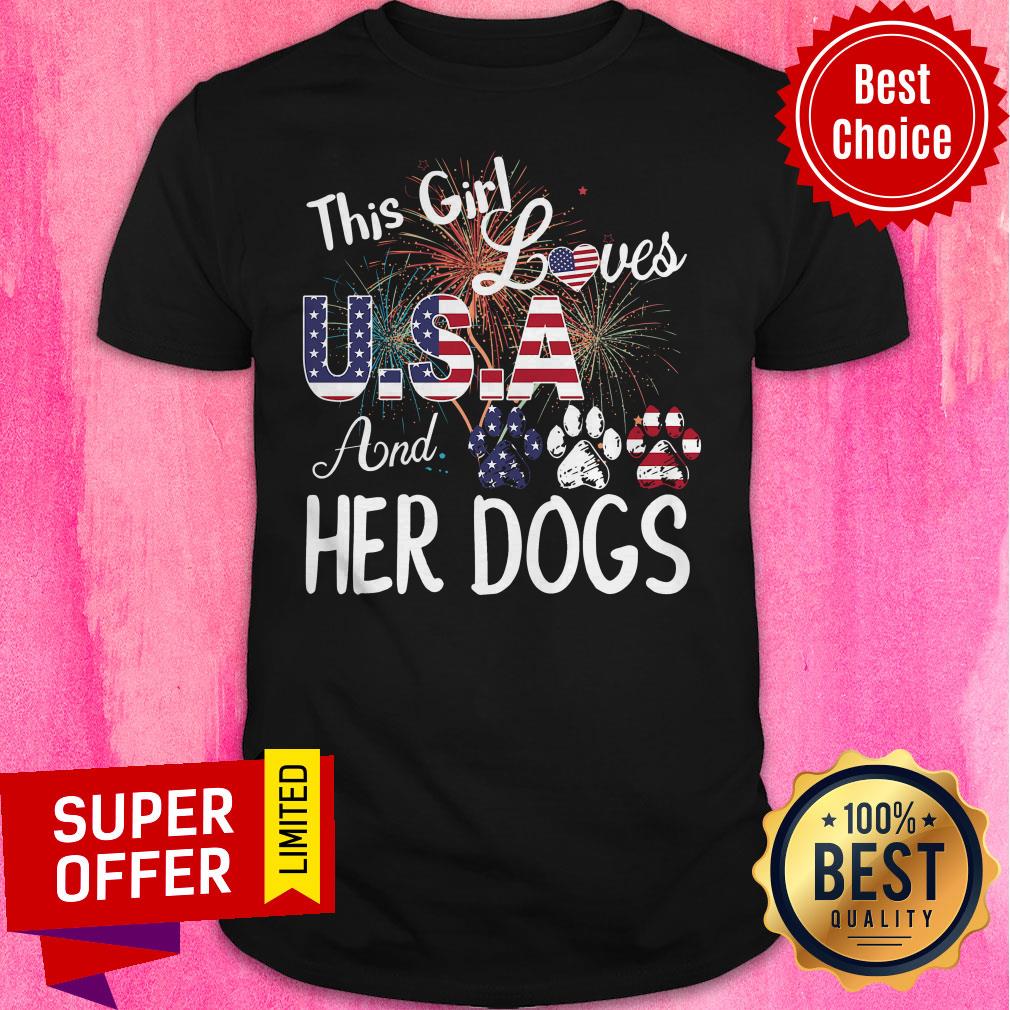 Nice This Girl Loves USA And Her Dog Independence Day Shirt