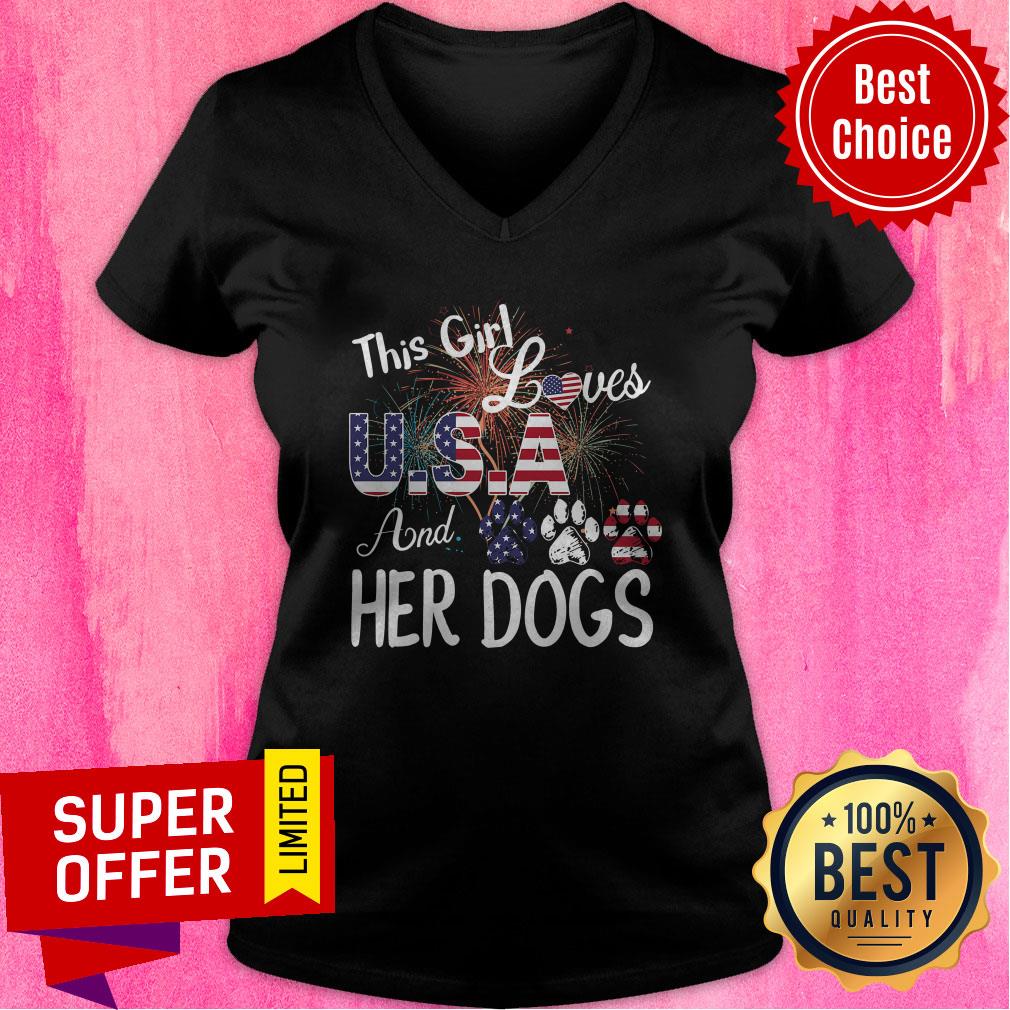 Nice This Girl Loves USA And Her Dog Independence Day Shirt