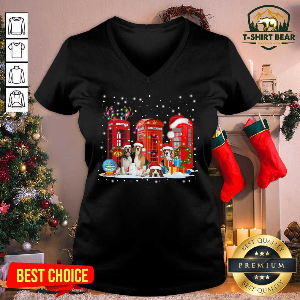 Official Beagle Red Telephone Box Christmas Dog Lovers Xmas Shirt