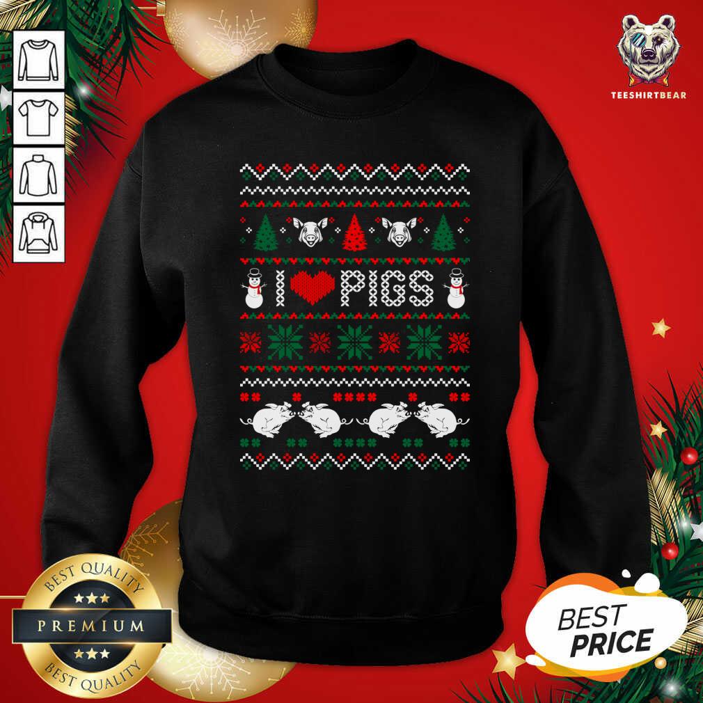 Official I Love Pigs Ugly Christmas Xmas Shirt