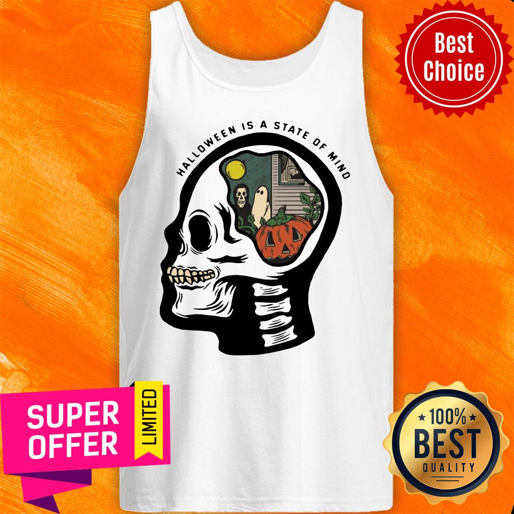 Official Skull Halloween Is A State Of Mind Pumpkin Halloween Shirt