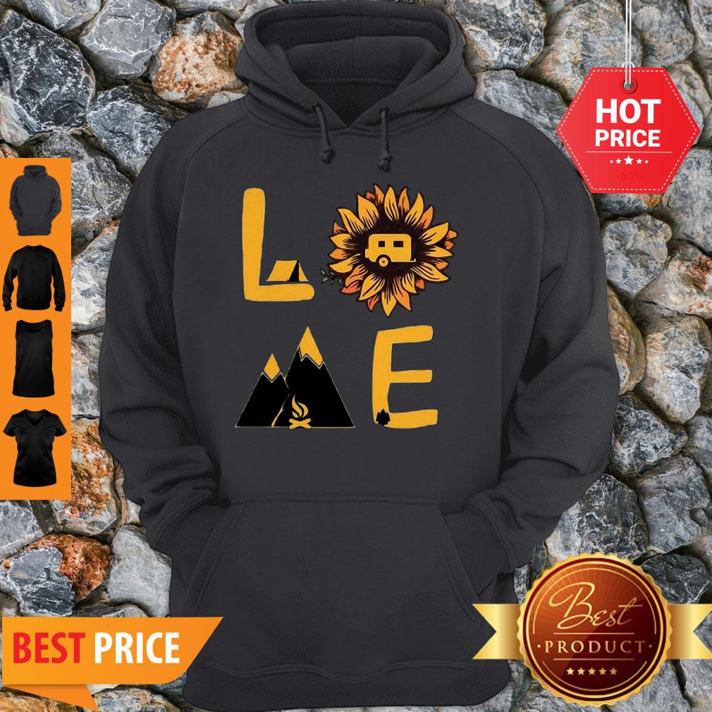Pretty Love Sunflower And Camping Shirt