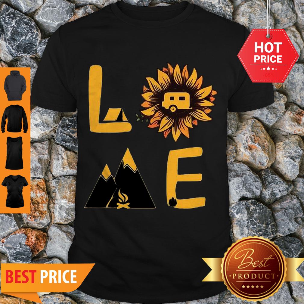 Pretty Love Sunflower And Camping Shirt