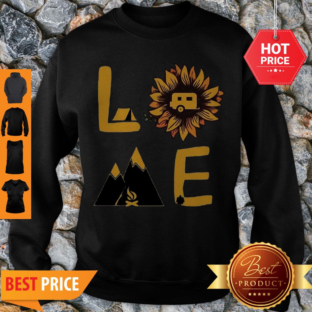 Pretty Love Sunflower And Camping Shirt