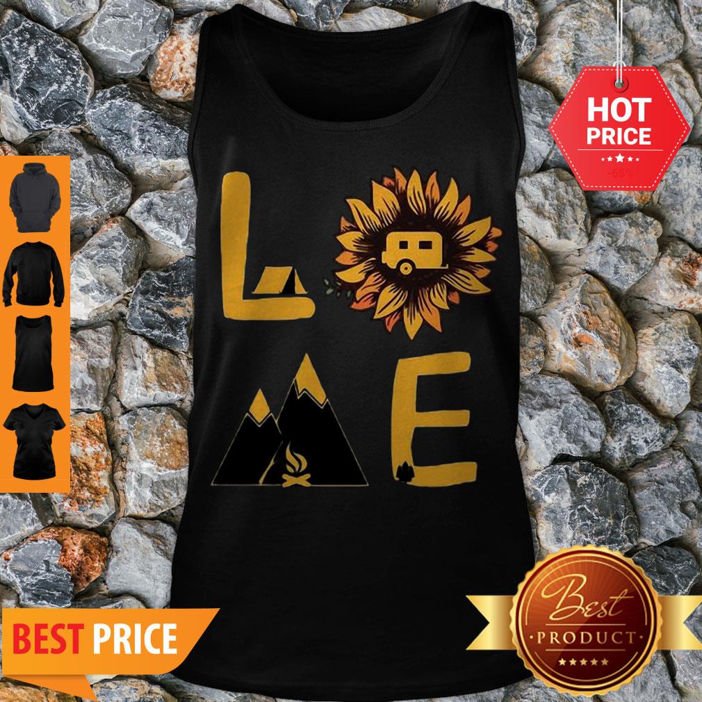 Pretty Love Sunflower And Camping Shirt
