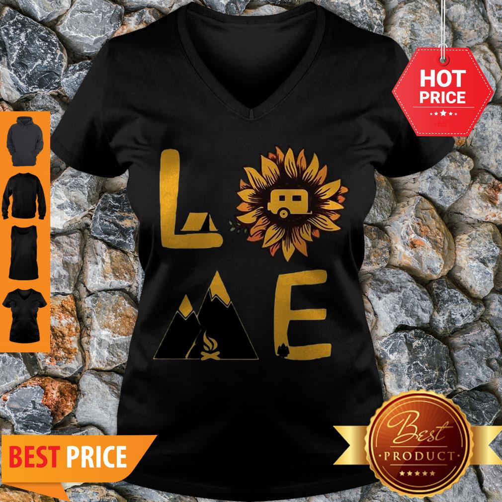 Pretty Love Sunflower And Camping Shirt