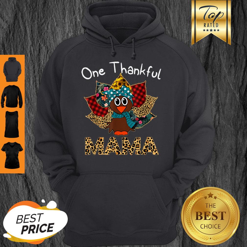 Pretty One Thankful Mama Turkey Leopard Plaid Thanksgiving Shirt