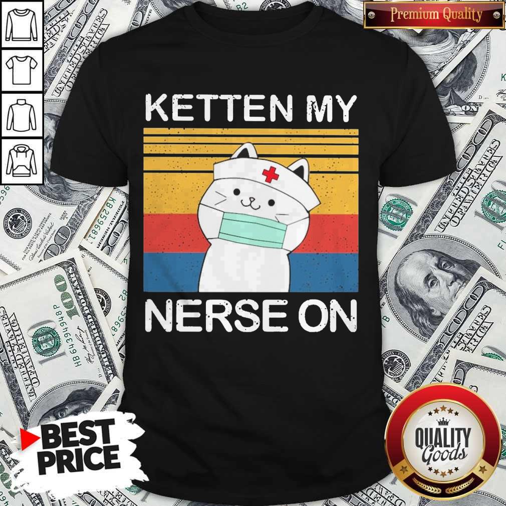 Pretty White Cat Ketten My Nurse On Vintage Shirt