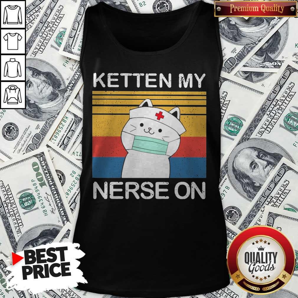 Pretty White Cat Ketten My Nurse On Vintage Shirt