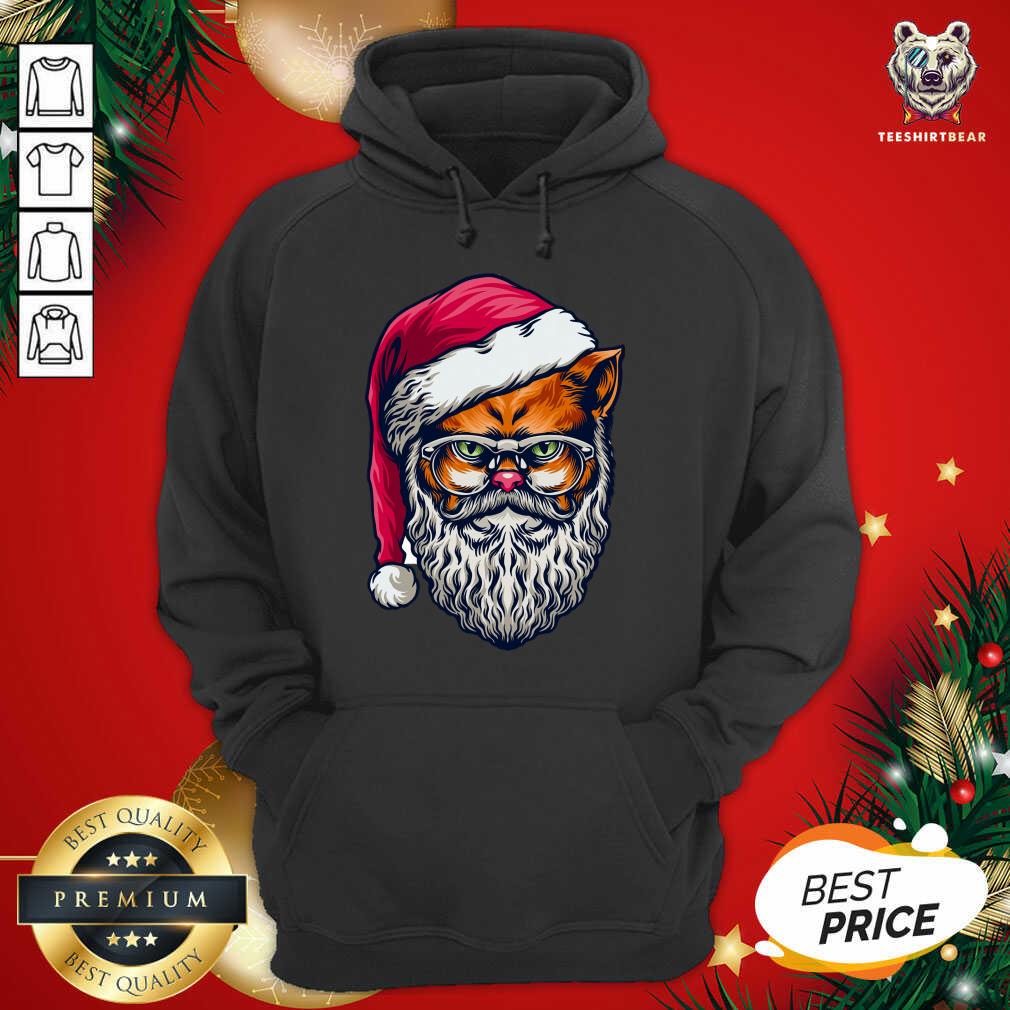 Pretty Xmas Wildcat Santa Claus Christmas Wearing Glasses Shirt