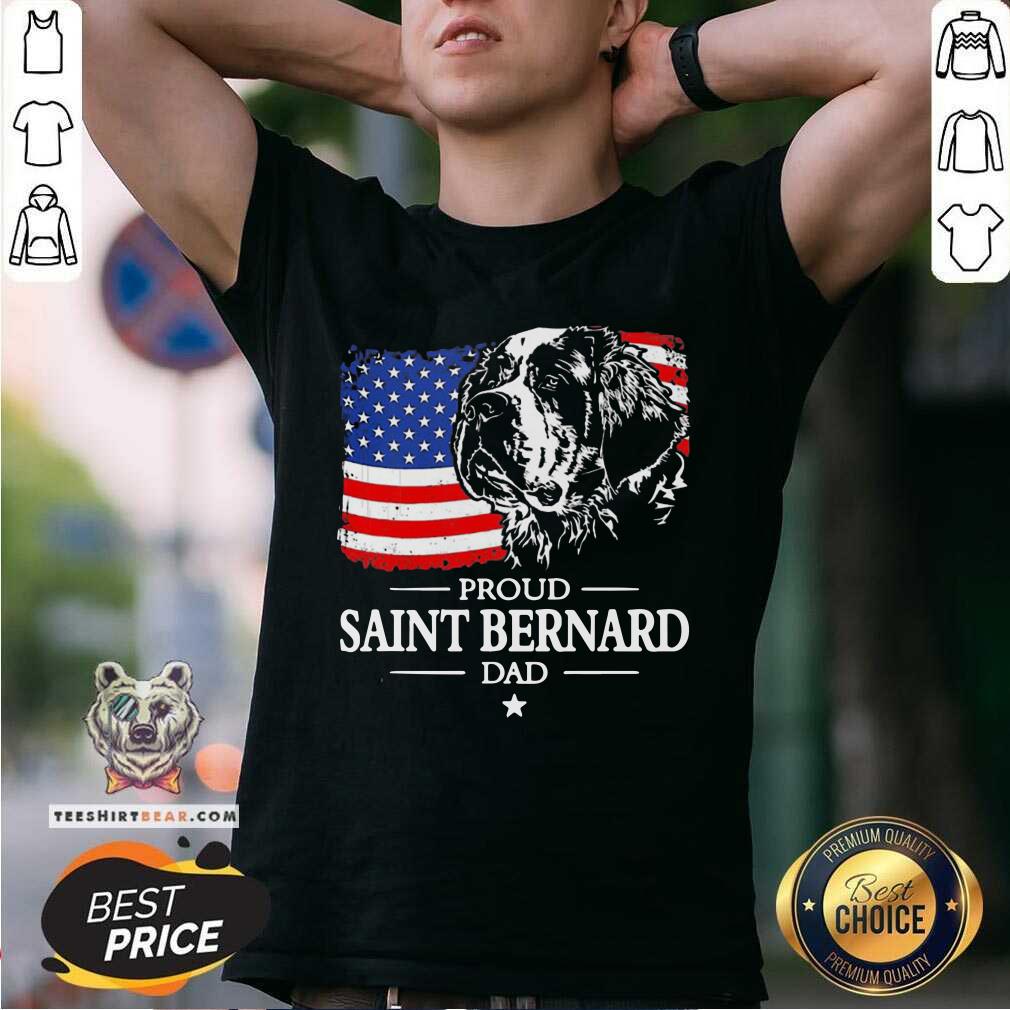 Proud Saint Bernard Dad American Flag Shirt