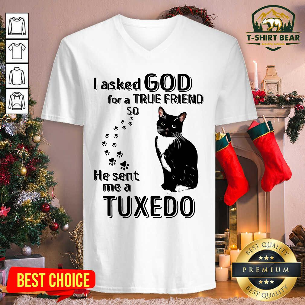 Awesome Black Cat I Asked God For A True Friend So He Sent Me A Tuxedo Shirt